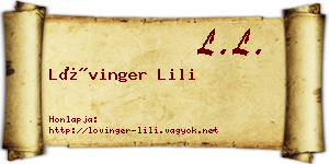 Lővinger Lili névjegykártya